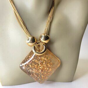 Statement Choker Gold Confetti Clear Pendant Necklace Choker Necklace